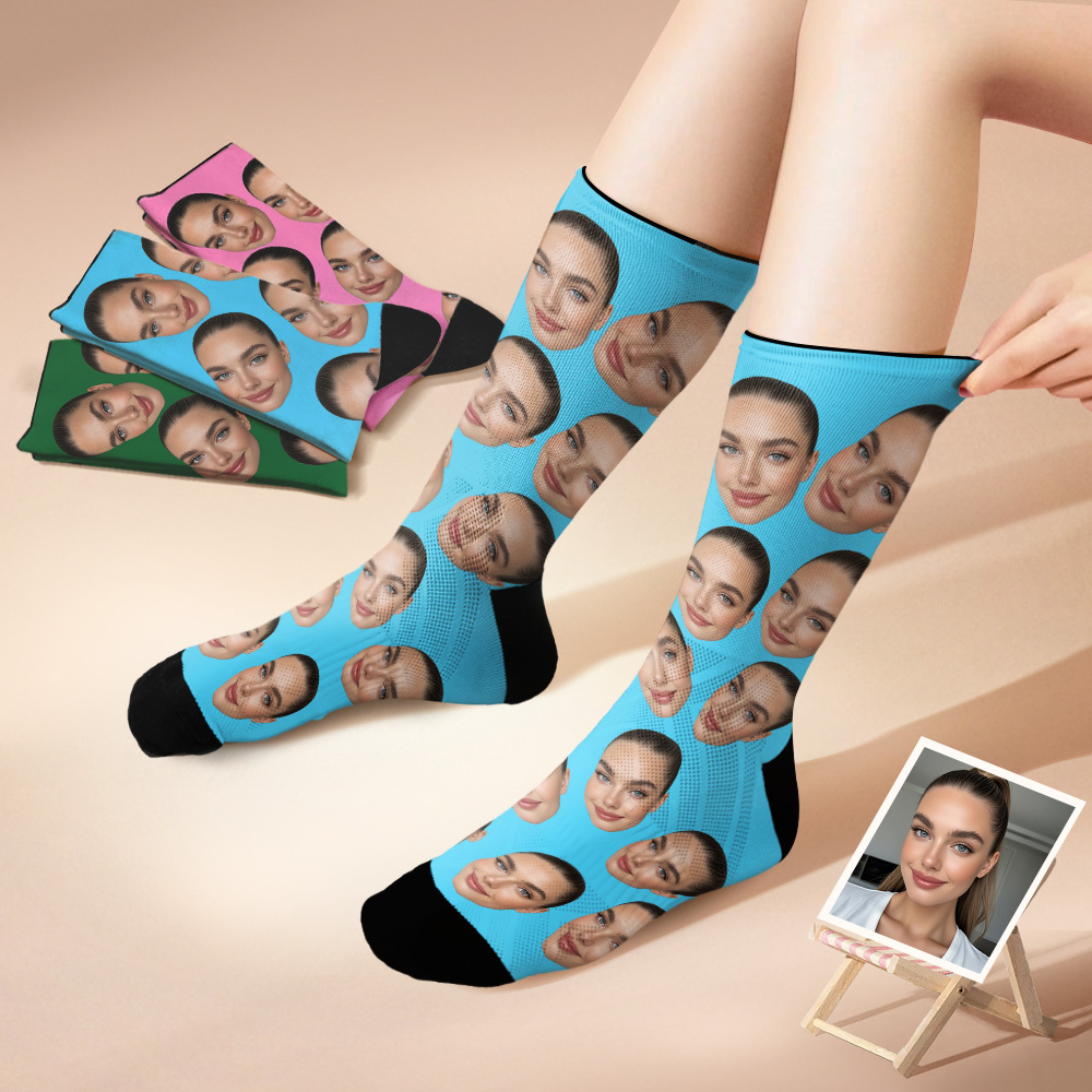 Custom Big Face Socks Personalized Photo Socks Christmas Gift