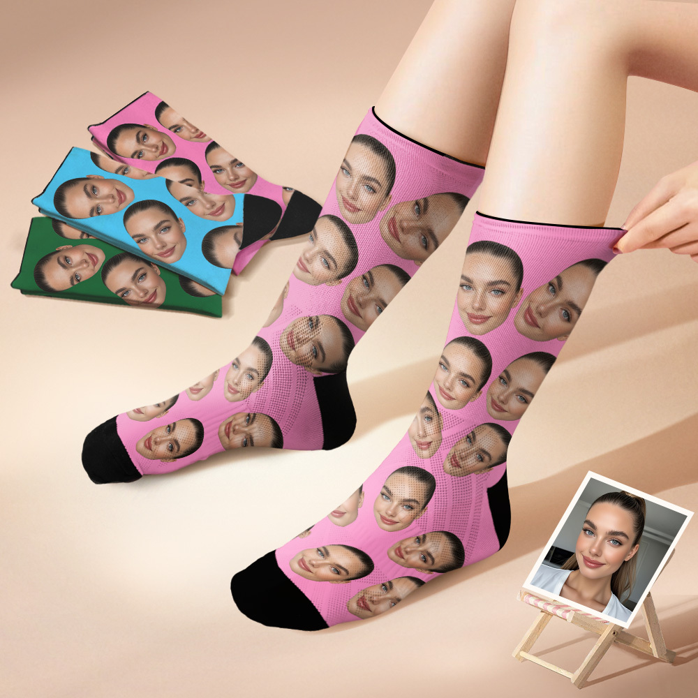 Custom Big Face Socks Personalized Photo Socks Christmas Gift