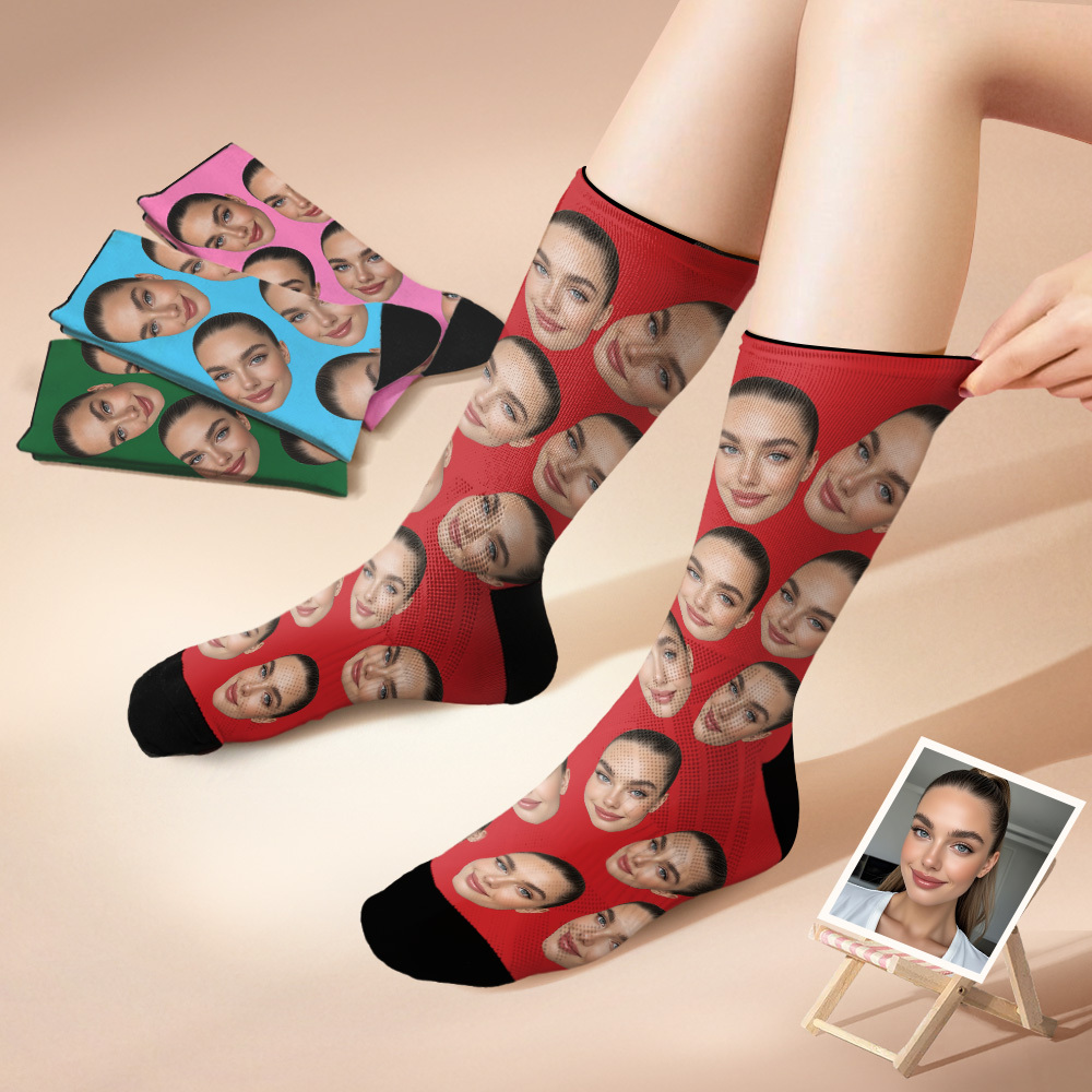 Custom Big Face Socks Personalized Photo Socks Christmas Gift