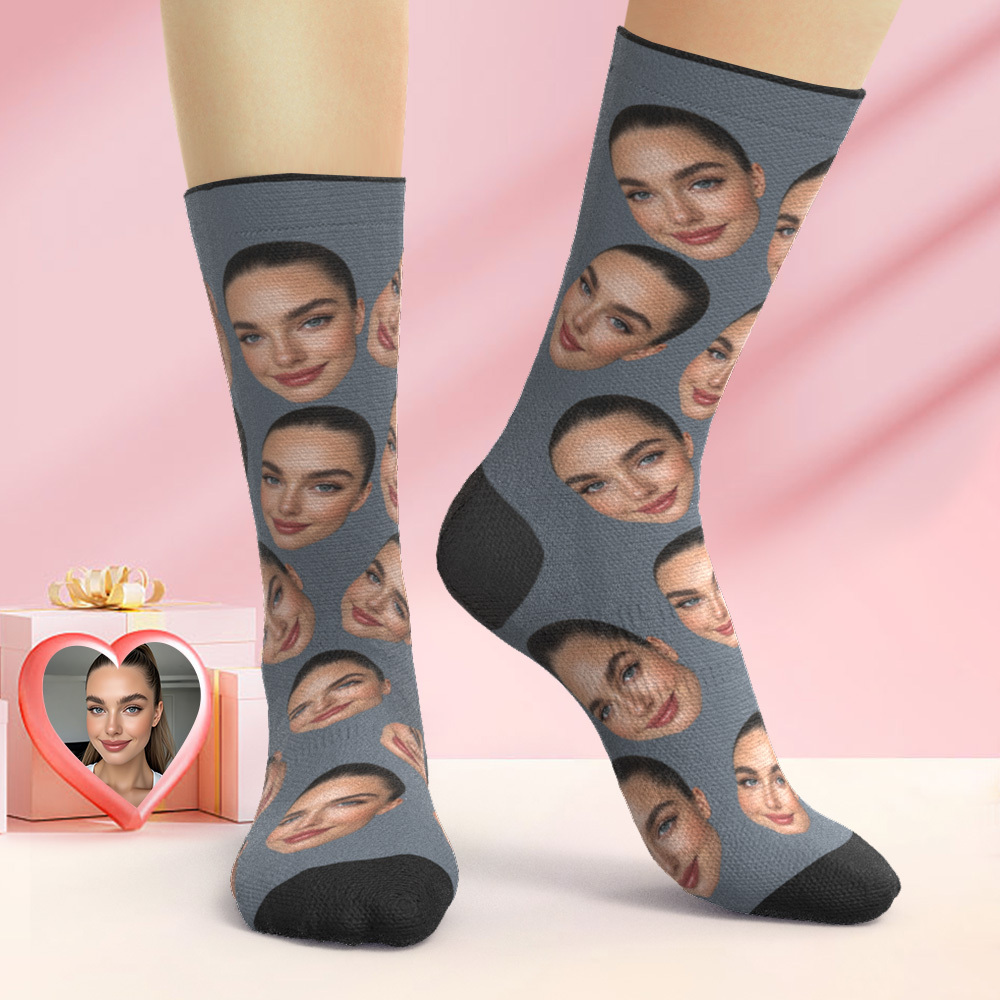 Custom Big Face Socks Personalized Photo Socks Christmas Gift