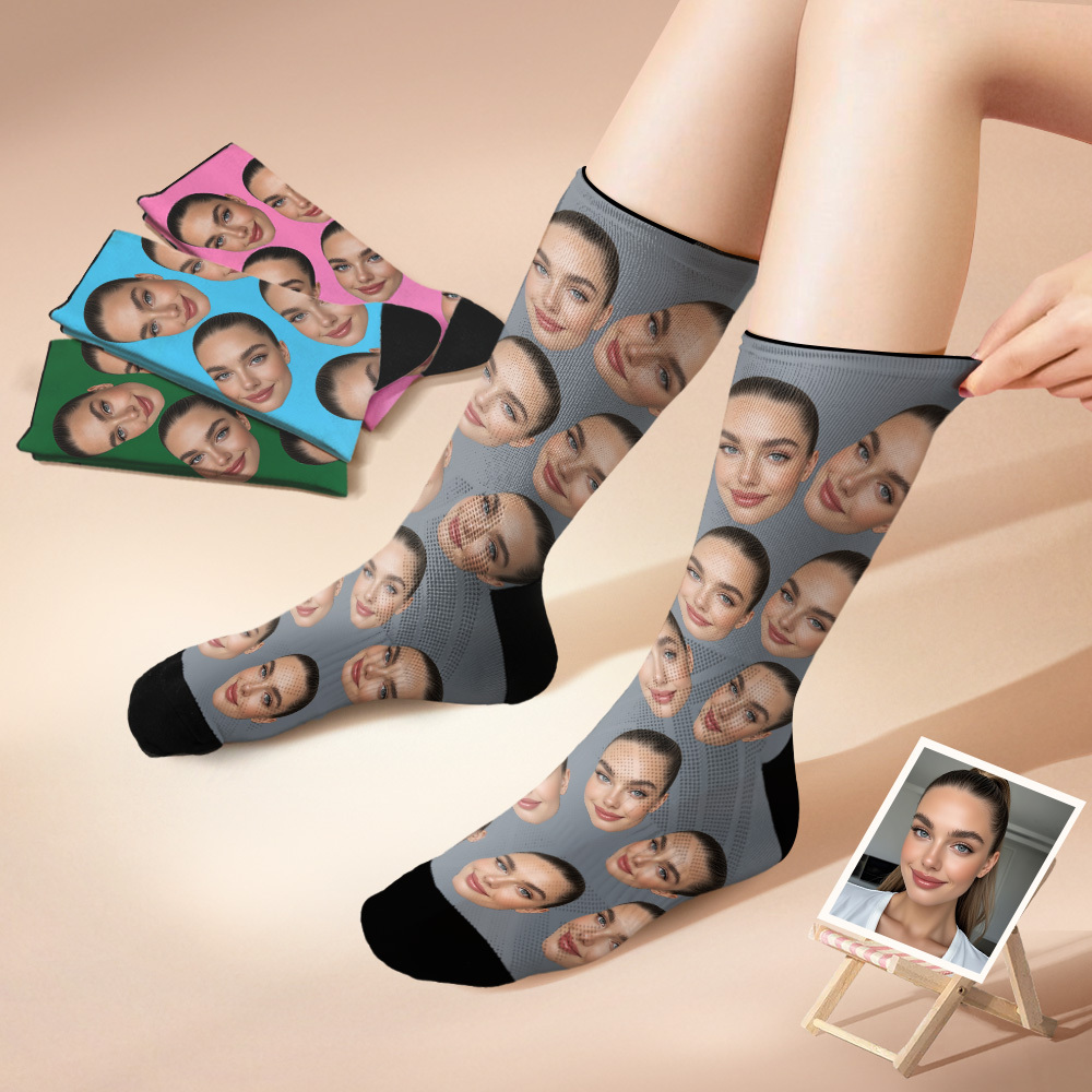 Custom Big Face Socks Personalized Photo Socks Christmas Gift