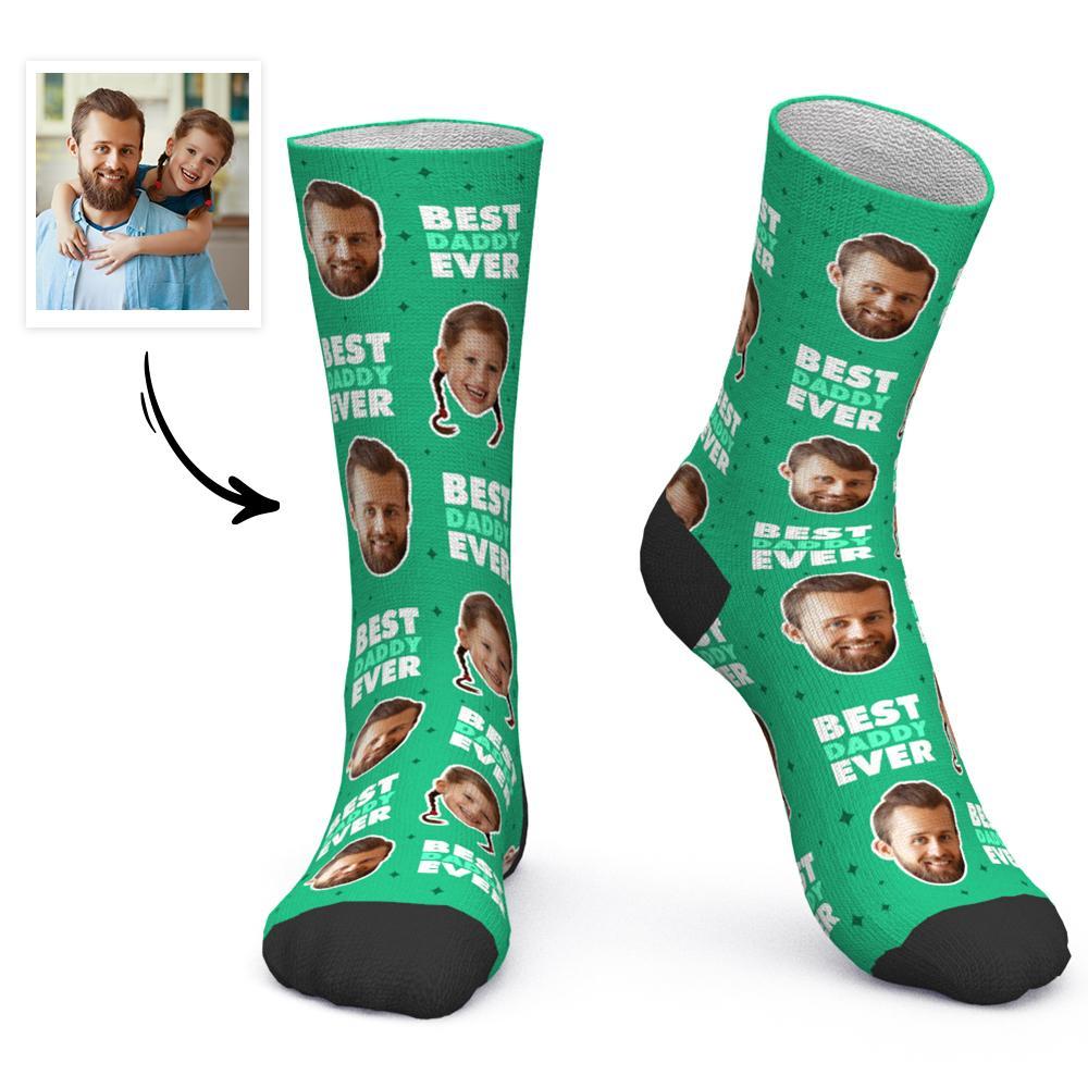 Father's Day Gift Custom Socks Personalized Photo Socks Best Daddy Ever-FaceSocksUSA