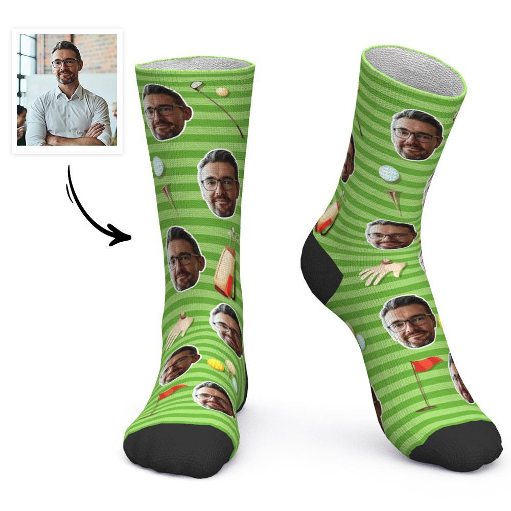 Father's Day Gift Custom Socks Personalized Photo Socks Golf Dad-FaceSocksUSA