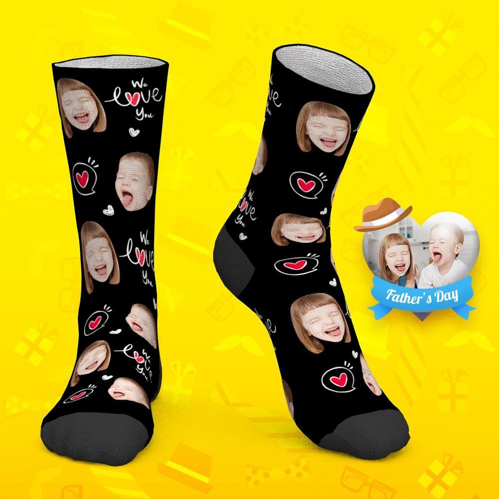 Father's Day Gift Custom Socks Baby Face Socks We Love You Dad-FaceSocksUSA