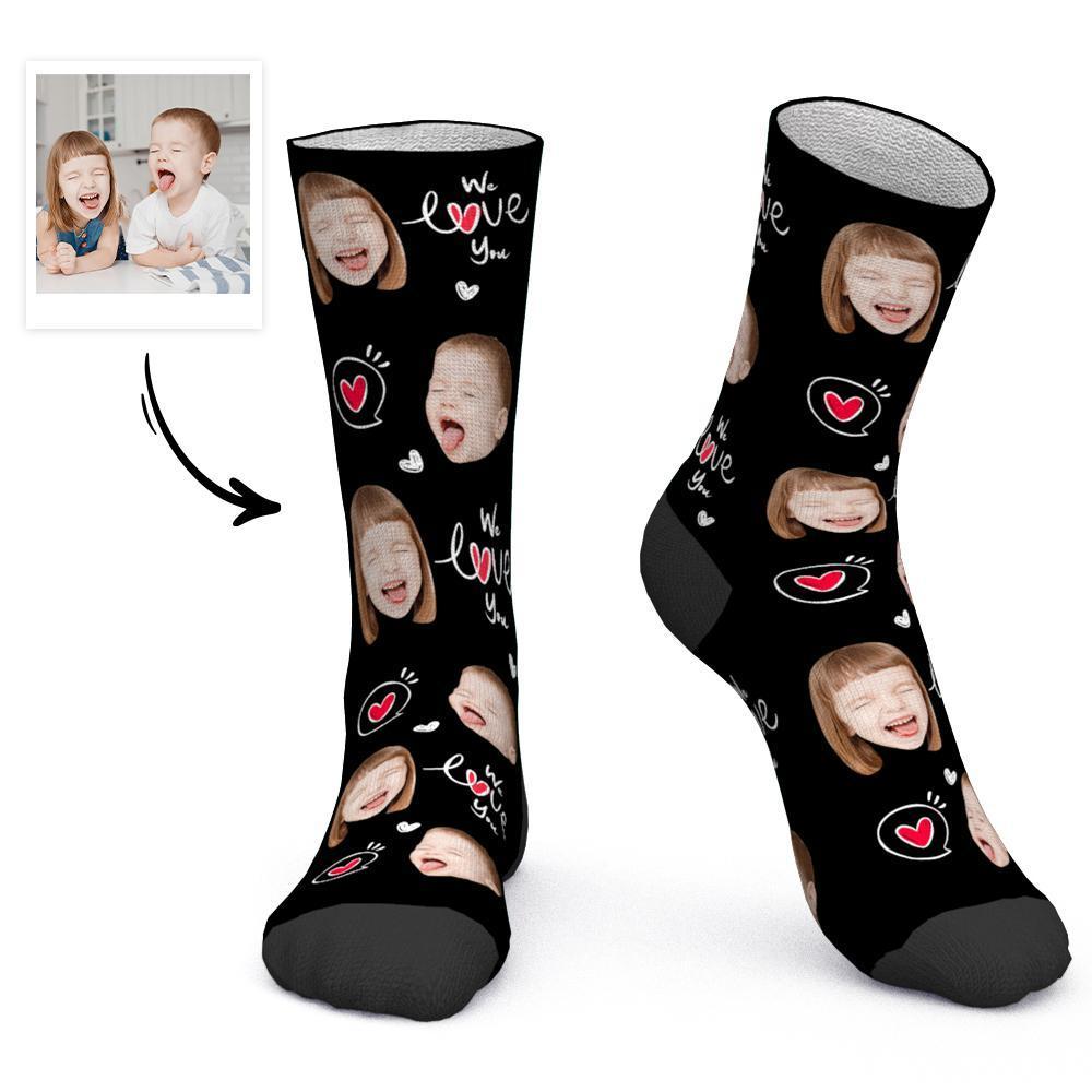 Father's Day Gift Custom Socks Baby Face Socks We Love You Dad-FaceSocksUSA