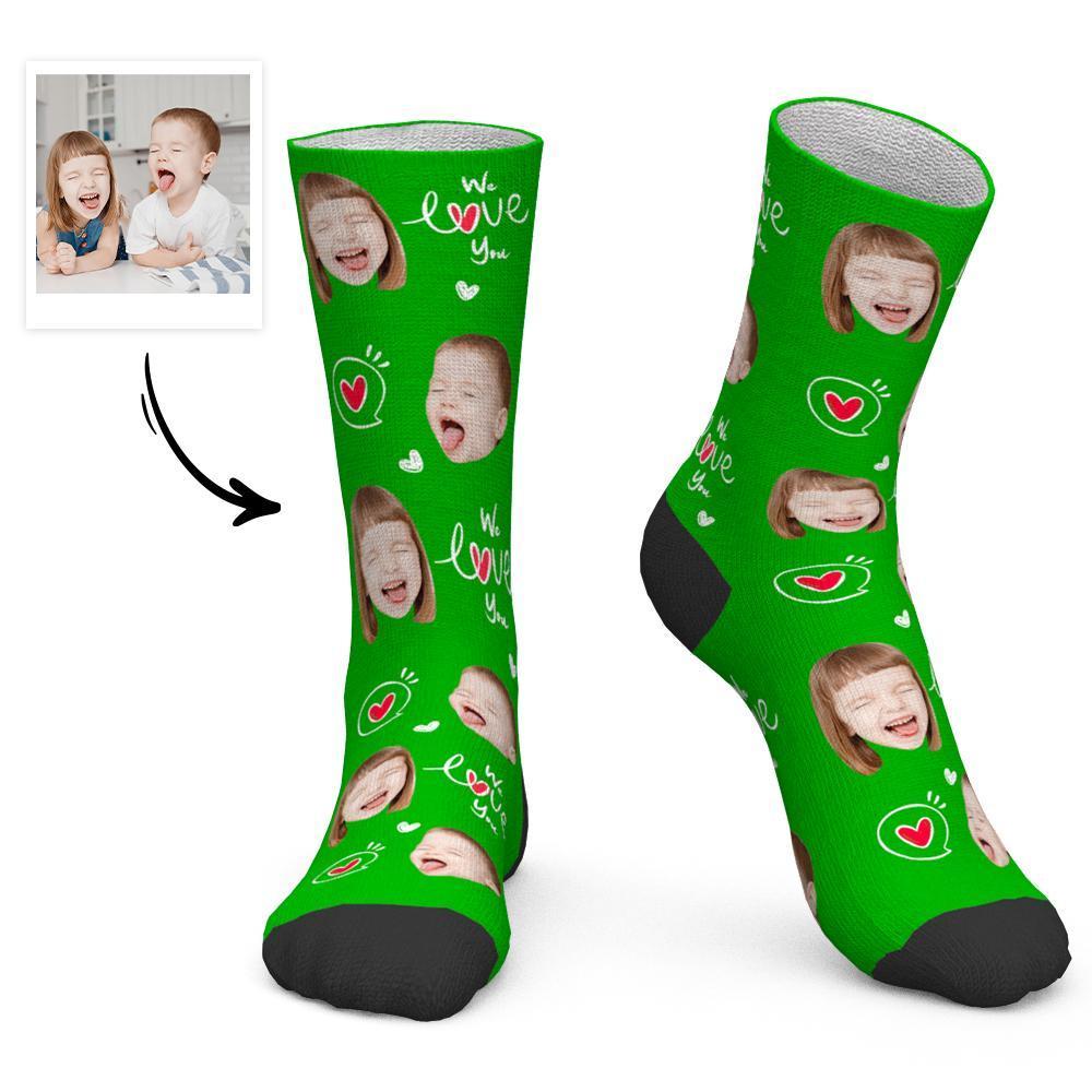 Father's Day Gift Custom Socks Baby Face Socks We Love You Dad-FaceSocksUSA