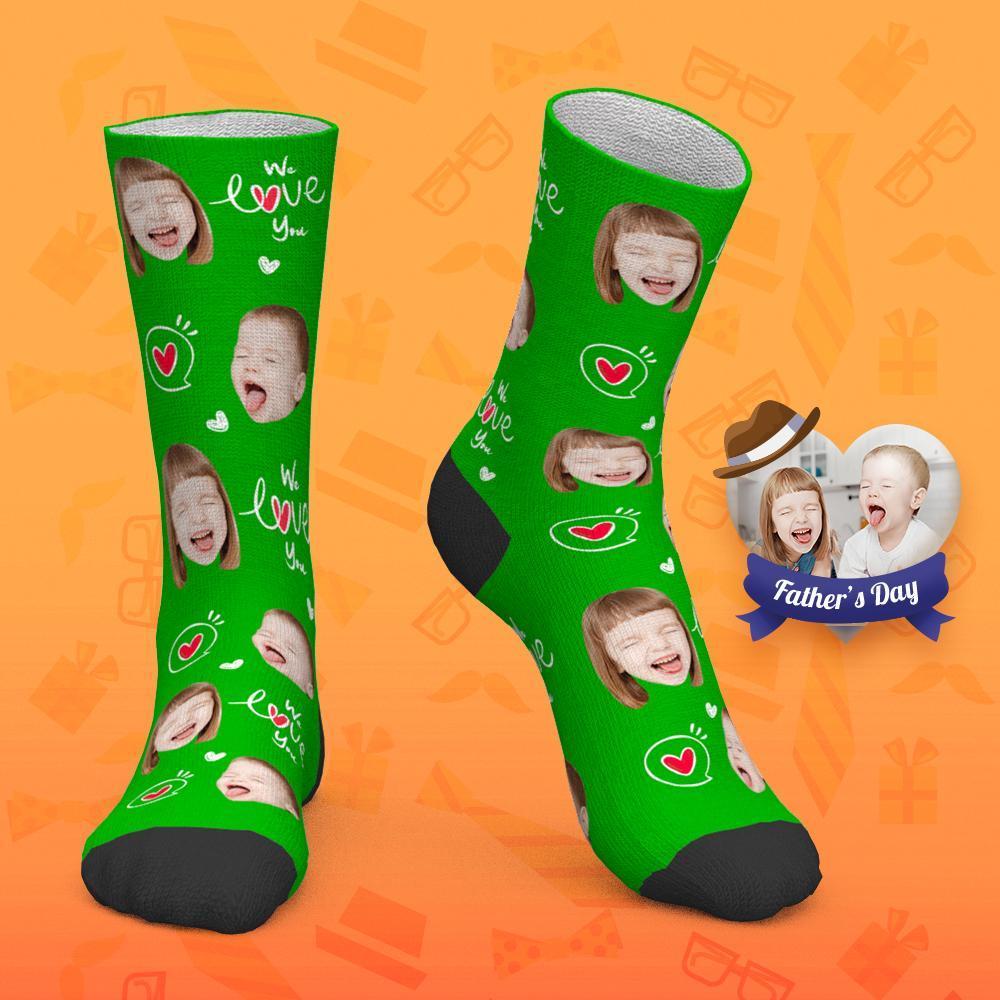 Father's Day Gift Custom Socks Baby Face Socks We Love You Dad-FaceSocksUSA