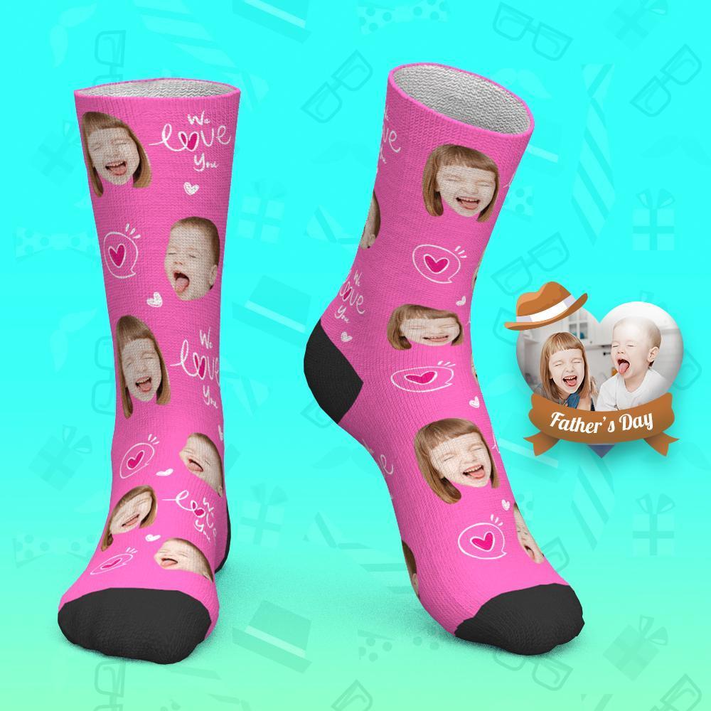Father's Day Gift Custom Socks Baby Face Socks We Love You Dad-FaceSocksUSA