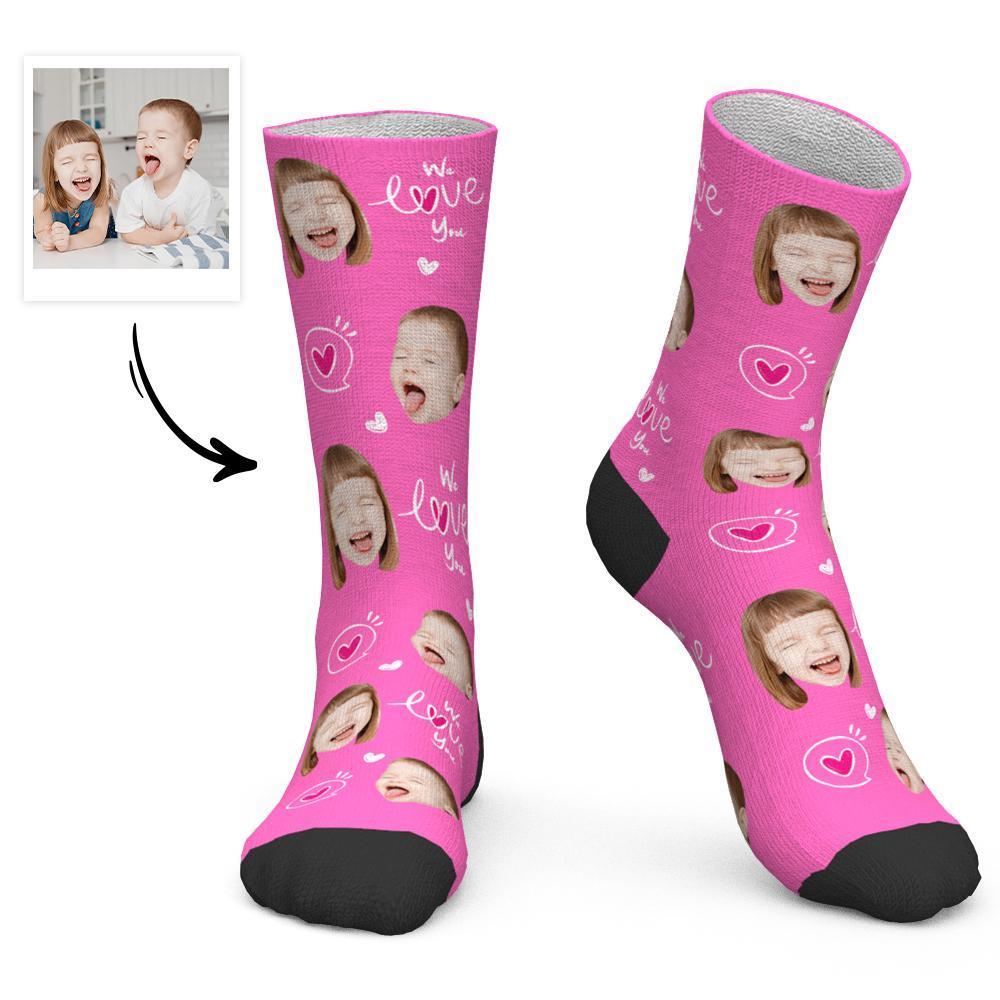 Father's Day Gift Custom Socks Baby Face Socks We Love You Dad-FaceSocksUSA