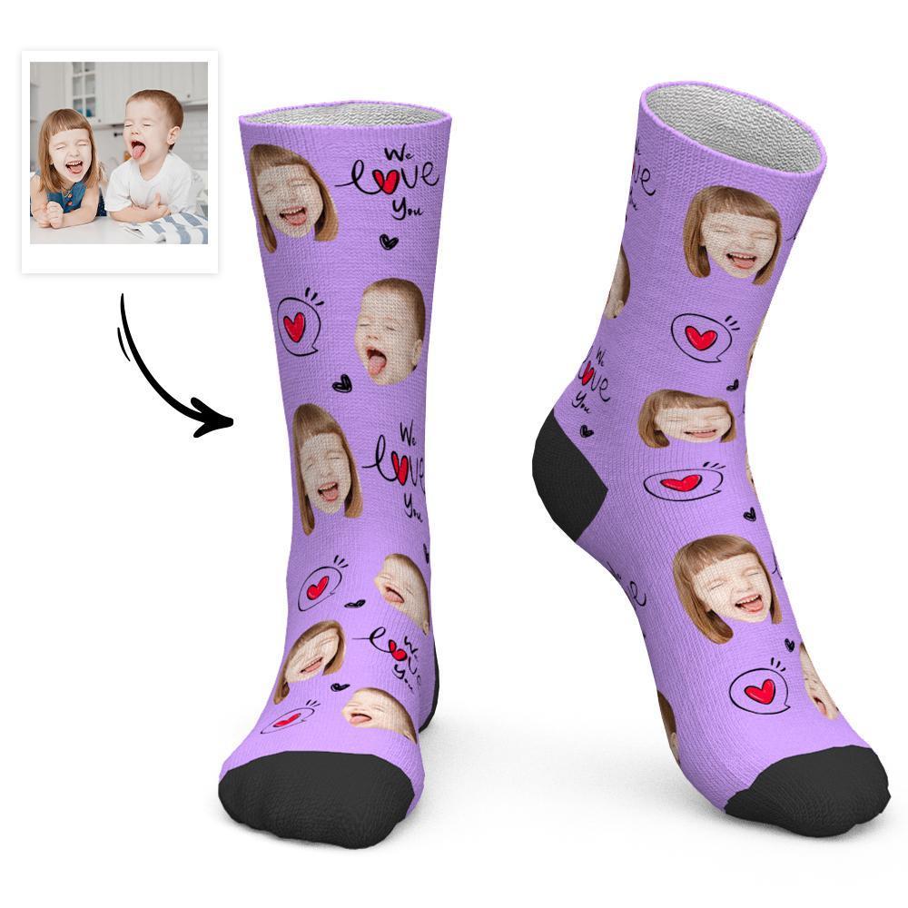 Father's Day Gift Custom Socks Baby Face Socks We Love You Dad-FaceSocksUSA