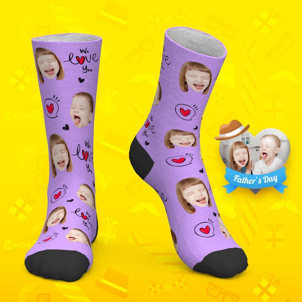 Father's Day Gift Custom Socks Baby Face Socks We Love You Dad-FaceSocksUSA