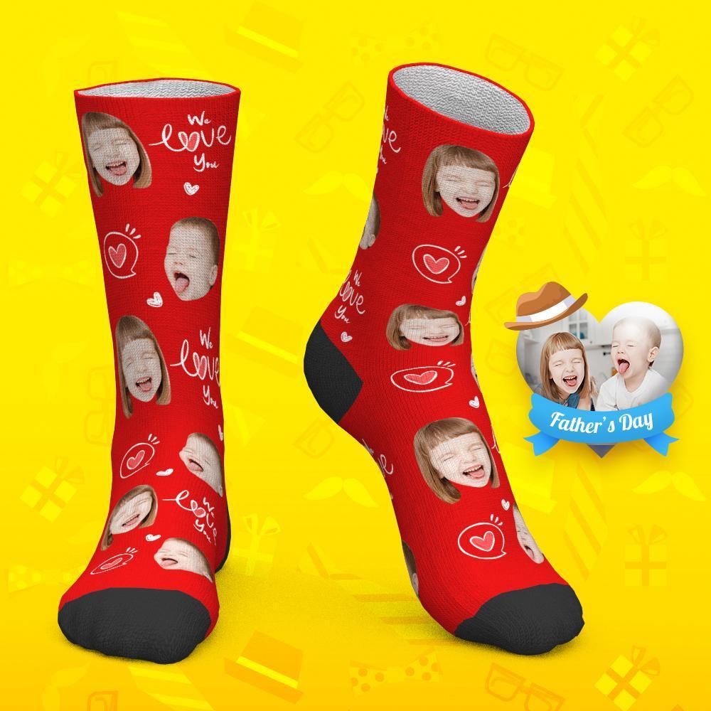 Father's Day Gift Custom Socks Baby Face Socks We Love You Dad-FaceSocksUSA