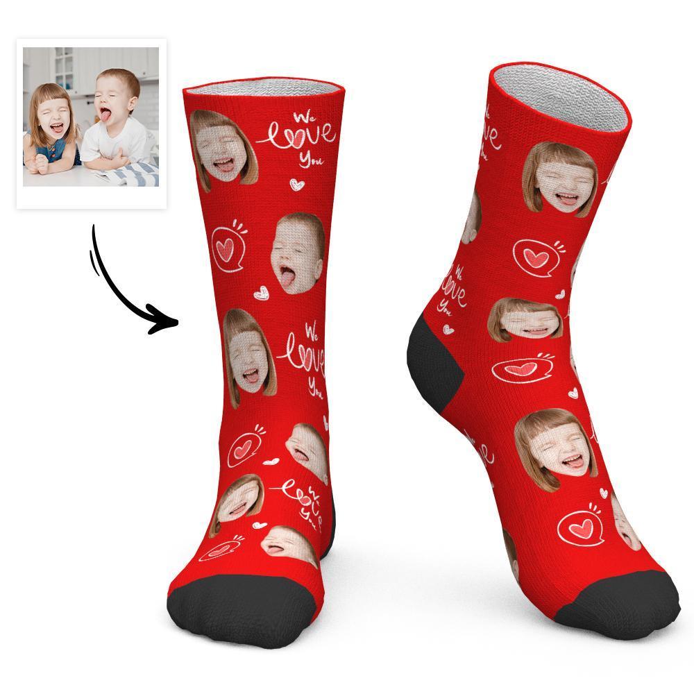 Father's Day Gift Custom Socks Baby Face Socks We Love You Dad-FaceSocksUSA