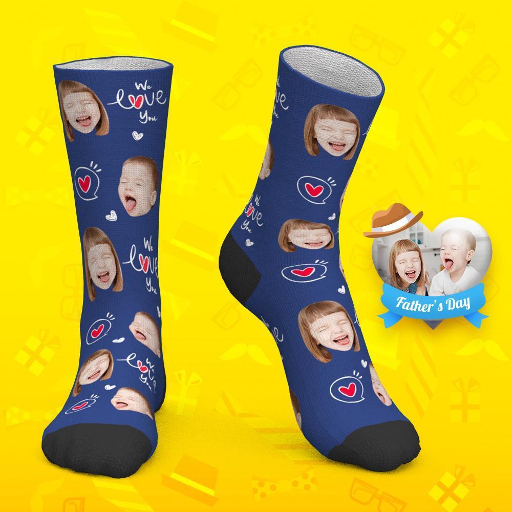 Father's Day Gift Custom Socks Baby Face Socks We Love You Dad-FaceSocksUSA