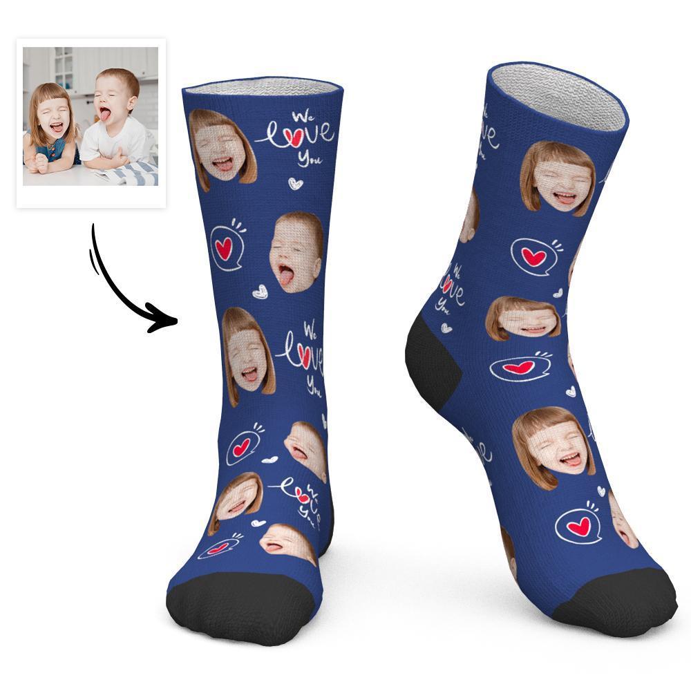 Father's Day Gift Custom Socks Baby Face Socks We Love You Dad-FaceSocksUSA