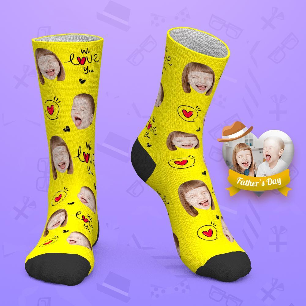 Father's Day Gift Custom Socks Baby Face Socks We Love You Dad-FaceSocksUSA