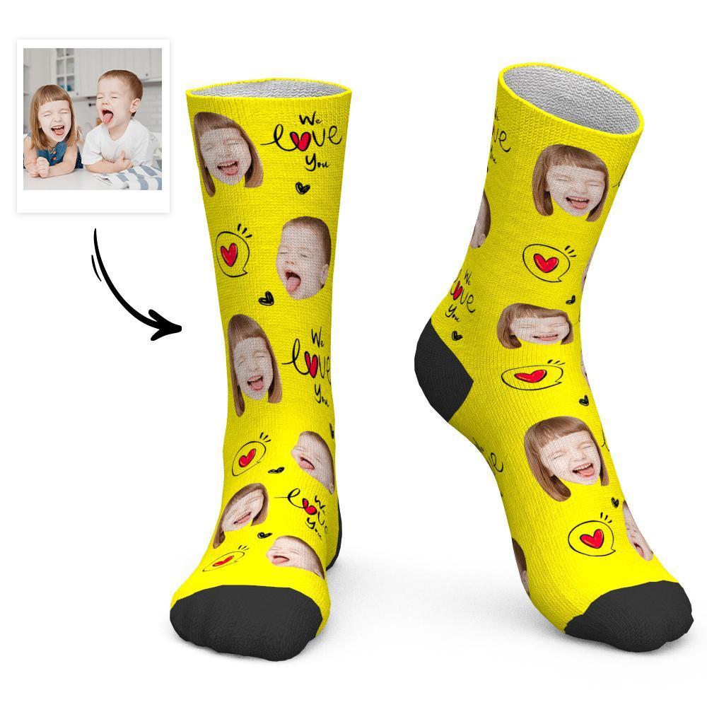 Father's Day Gift Custom Socks Baby Face Socks We Love You Dad-FaceSocksUSA