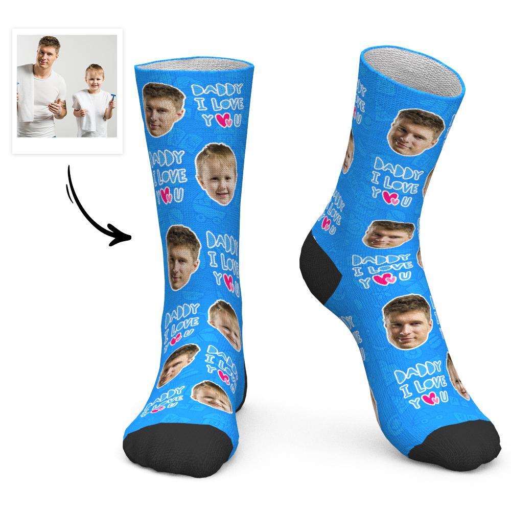 Father's Day Gift - Custom Face Socks Daddy I Love You-FaceSocksUSA