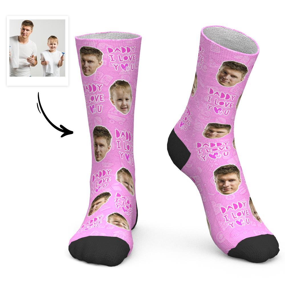 Father's Day Gift - Custom Face Socks Daddy I Love You-FaceSocksUSA