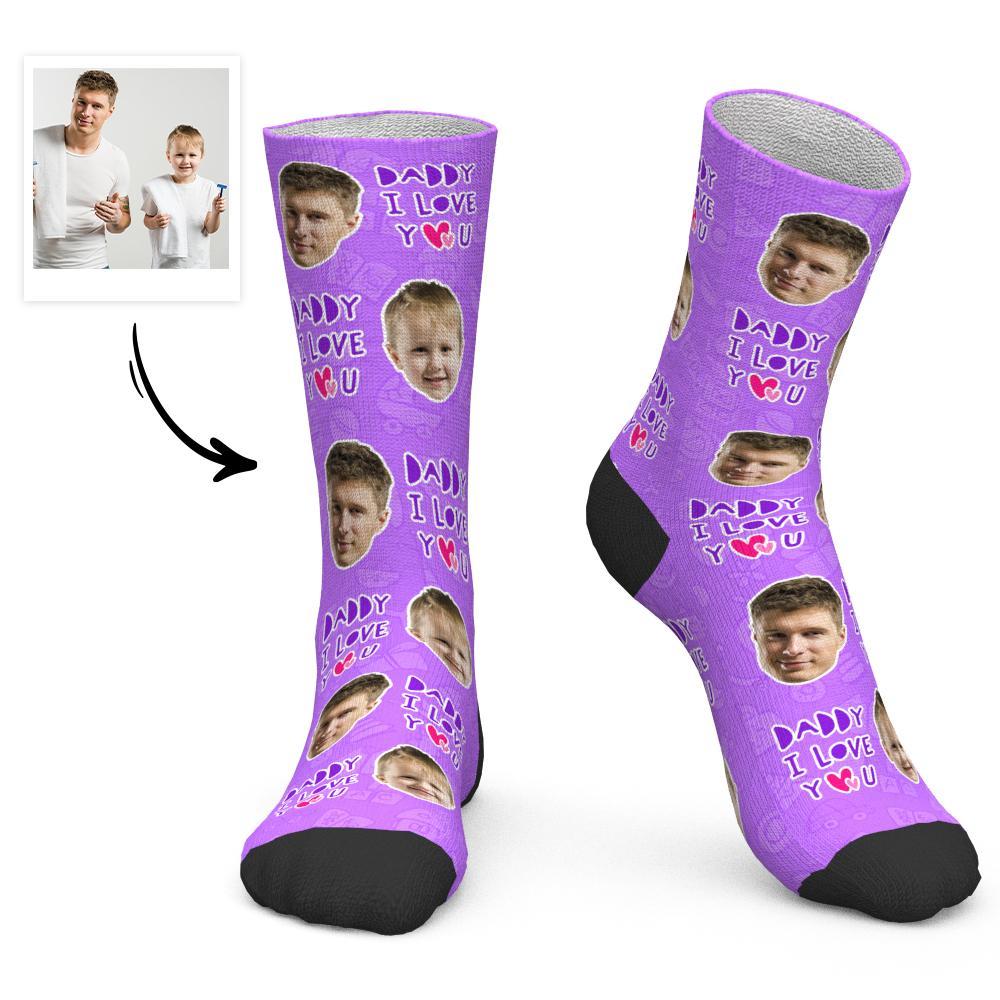 Father's Day Gift - Custom Face Socks Daddy I Love You-FaceSocksUSA