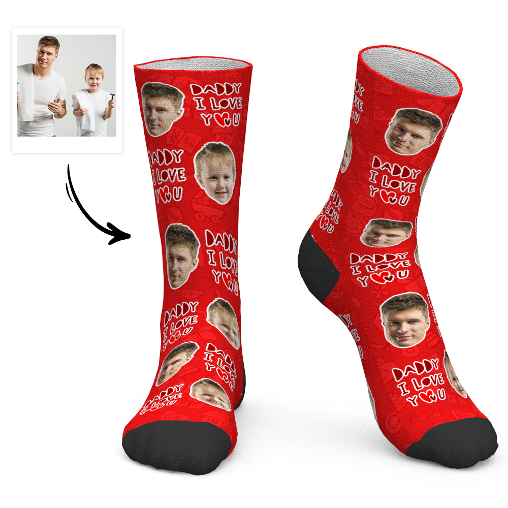 Father's Day Gift - Custom Face Socks Daddy I Love You-FaceSocksUSA