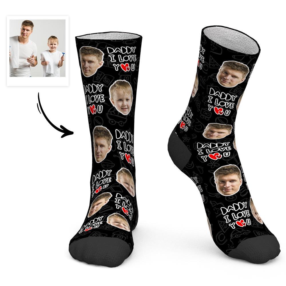 Father's Day Gift - Custom Face Socks Daddy I Love You-FaceSocksUSA