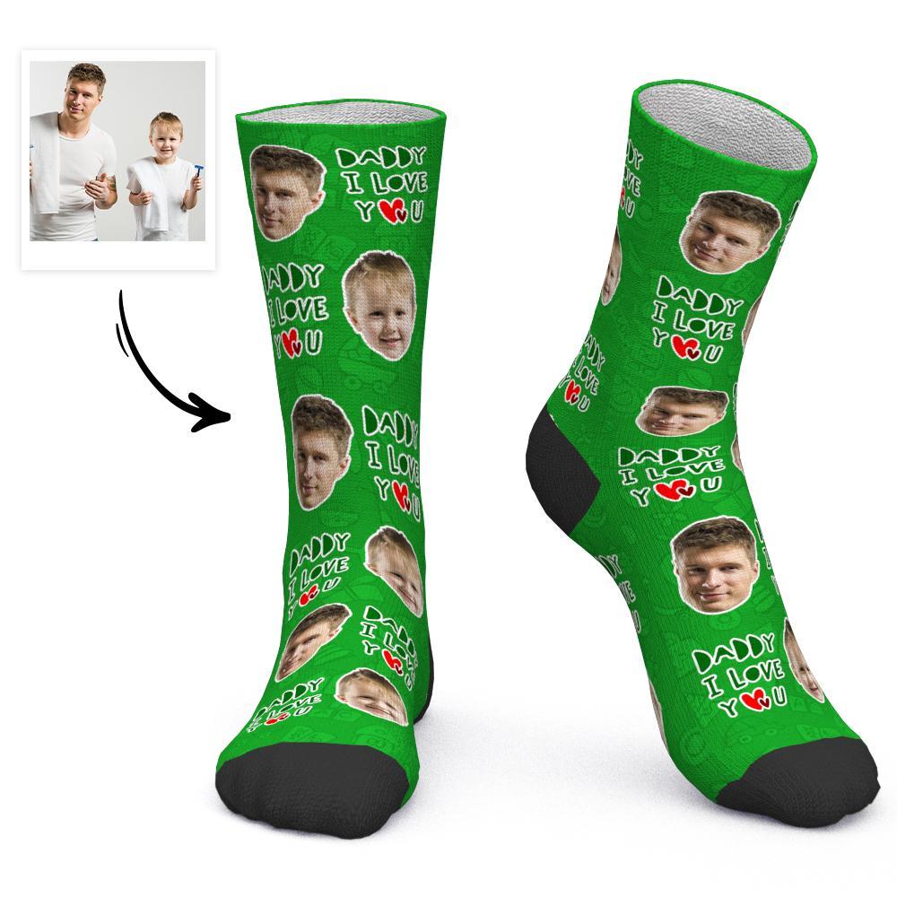 Father's Day Gift - Custom Face Socks Daddy I Love You-FaceSocksUSA