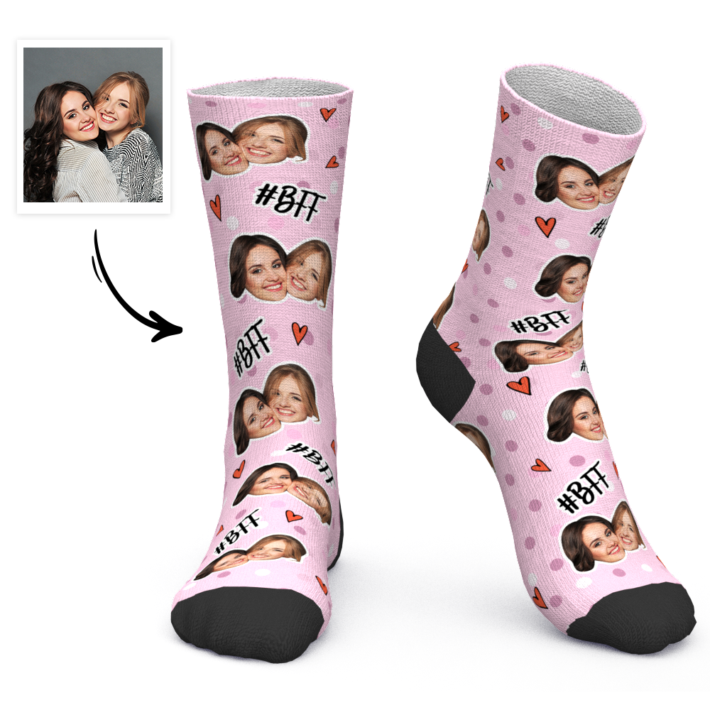 Custom Socks Personalized Photo Socks BFF Socks Best Friend Forever - FaceSocksUSA