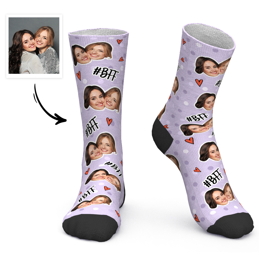 Custom Socks Personalized Photo Socks BFF Socks Best Friend Forever - FaceSocksUSA