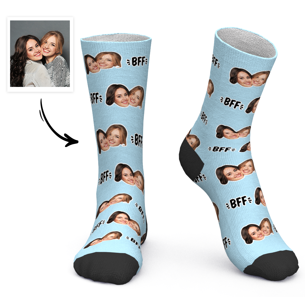 Custom Socks Personalized Photo Socks Best Friend Forever BFF Socks - FaceSocksUSA