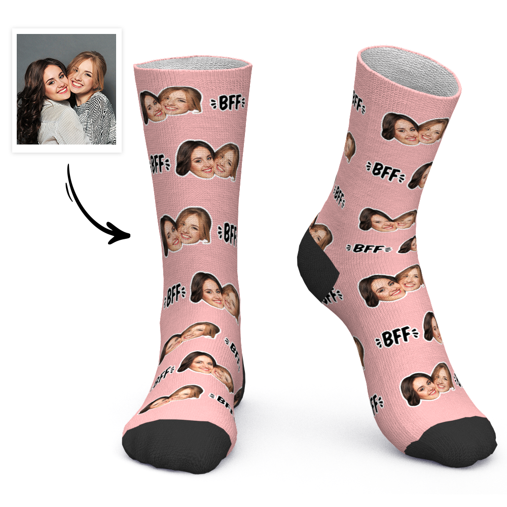 Custom Socks Personalized Photo Socks Best Friend Forever BFF Socks - FaceSocksUSA