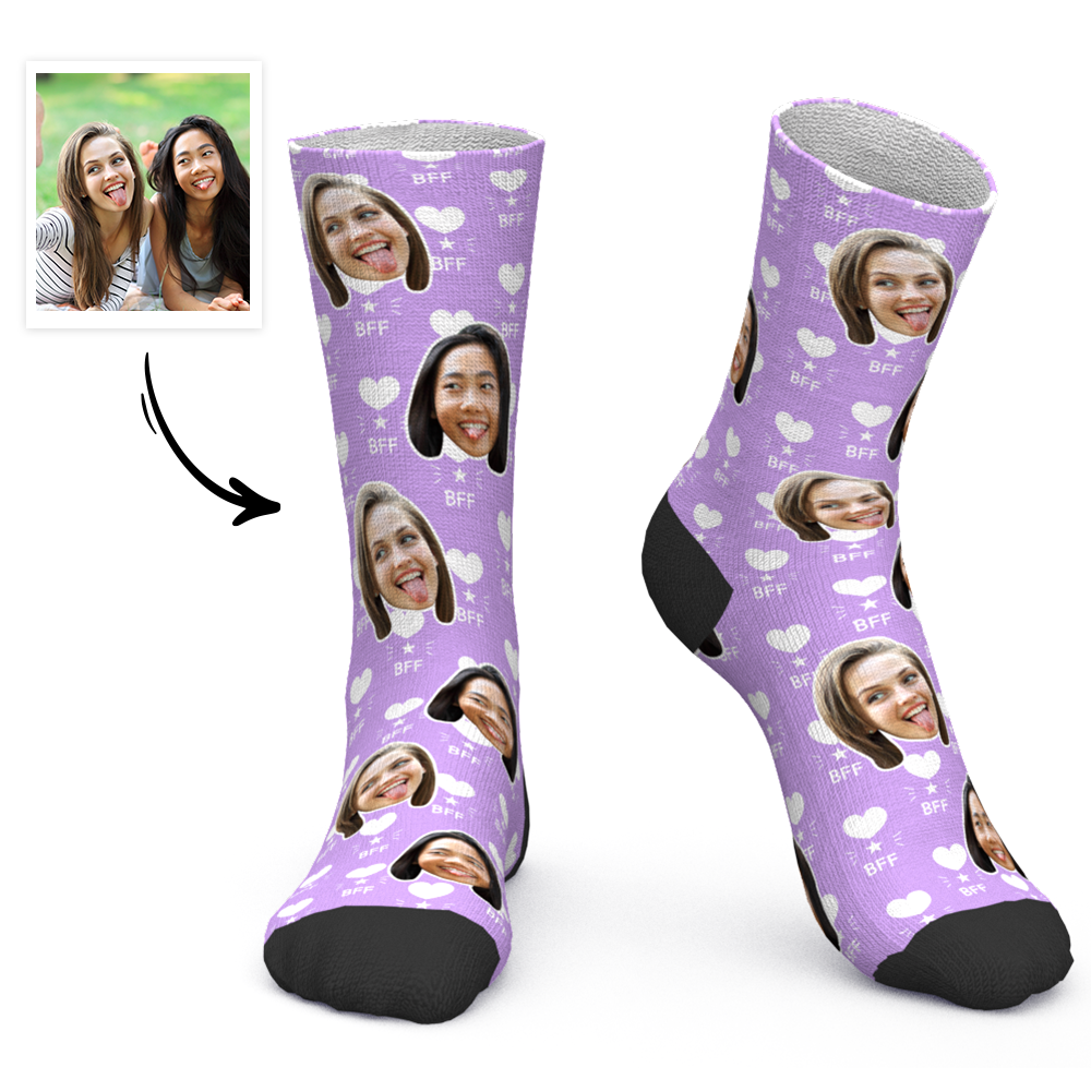 Custom Face Socks Personalized Photo Socks Best Friend Forever BFF Socks - FaceSocksUSA