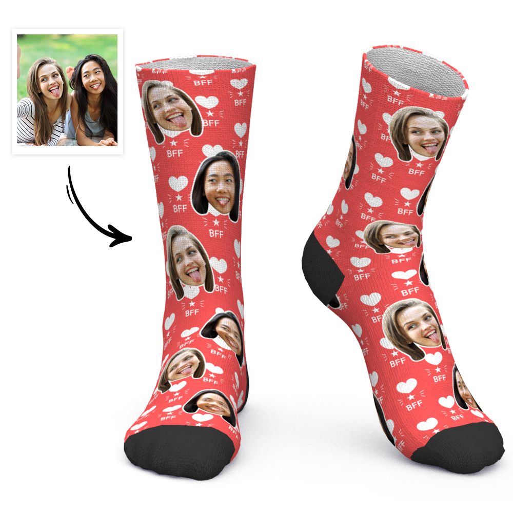 Custom Face Socks Personalized Photo Socks Best Friend Forever BFF Socks - FaceSocksUSA