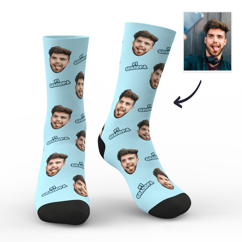 Custom #1 Grandpa Photo Socks	 - FaceSocksUSA