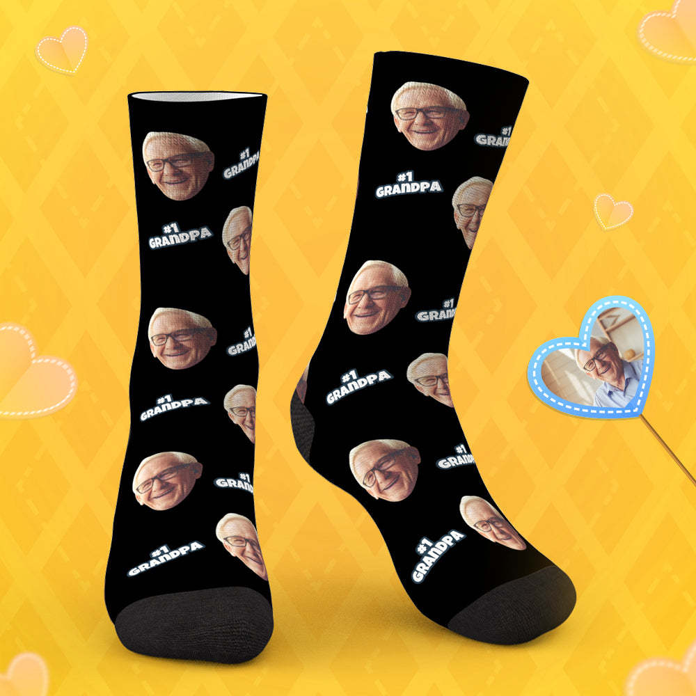 Custom #1 Grandpa Photo Socks	 - FaceSocksUSA
