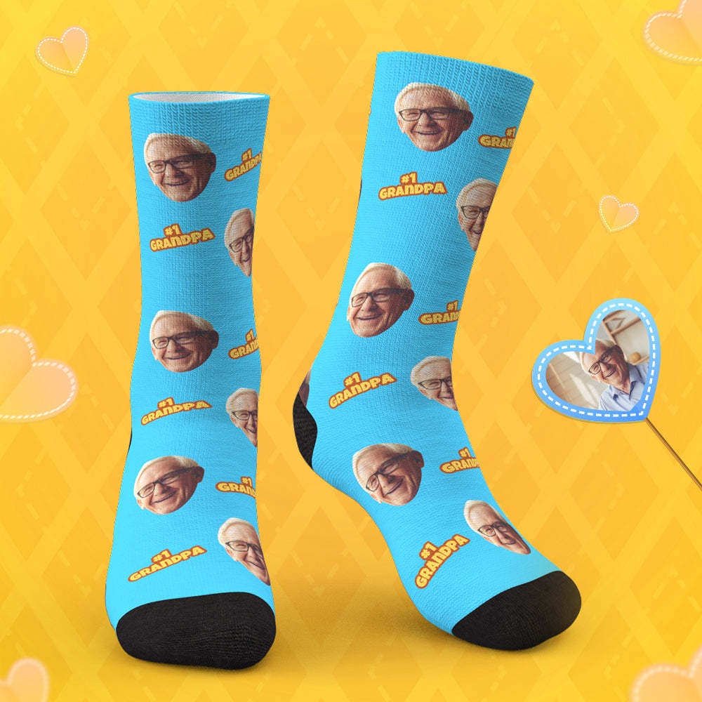 Custom #1 Grandpa Photo Socks	 - FaceSocksUSA