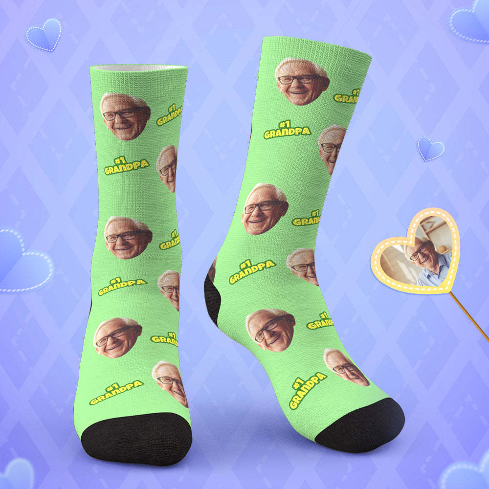 Custom #1 Grandpa Photo Socks	 - FaceSocksUSA