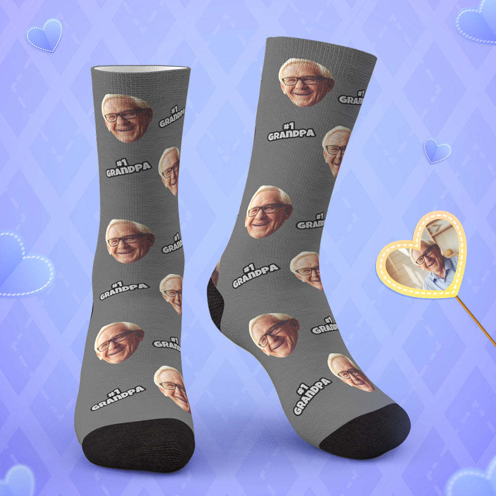 Custom #1 Grandpa Photo Socks	 - FaceSocksUSA