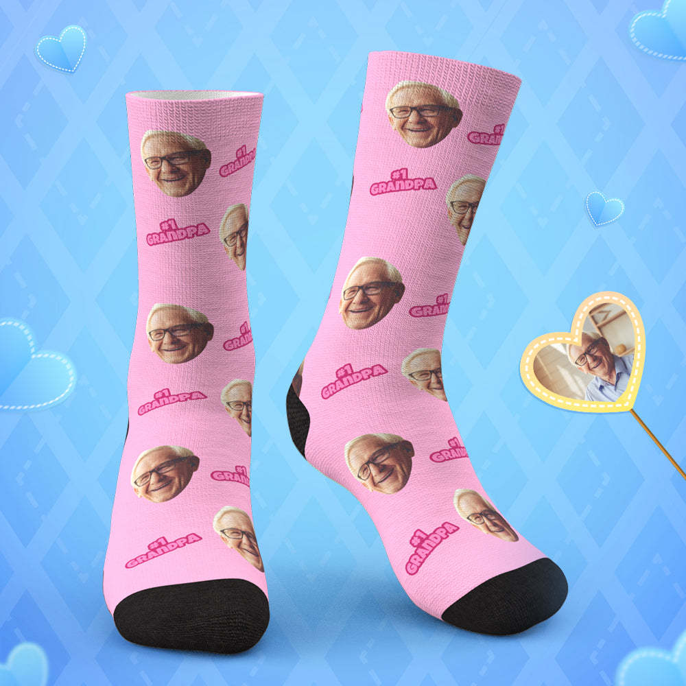 Custom #1 Grandpa Photo Socks	 - FaceSocksUSA