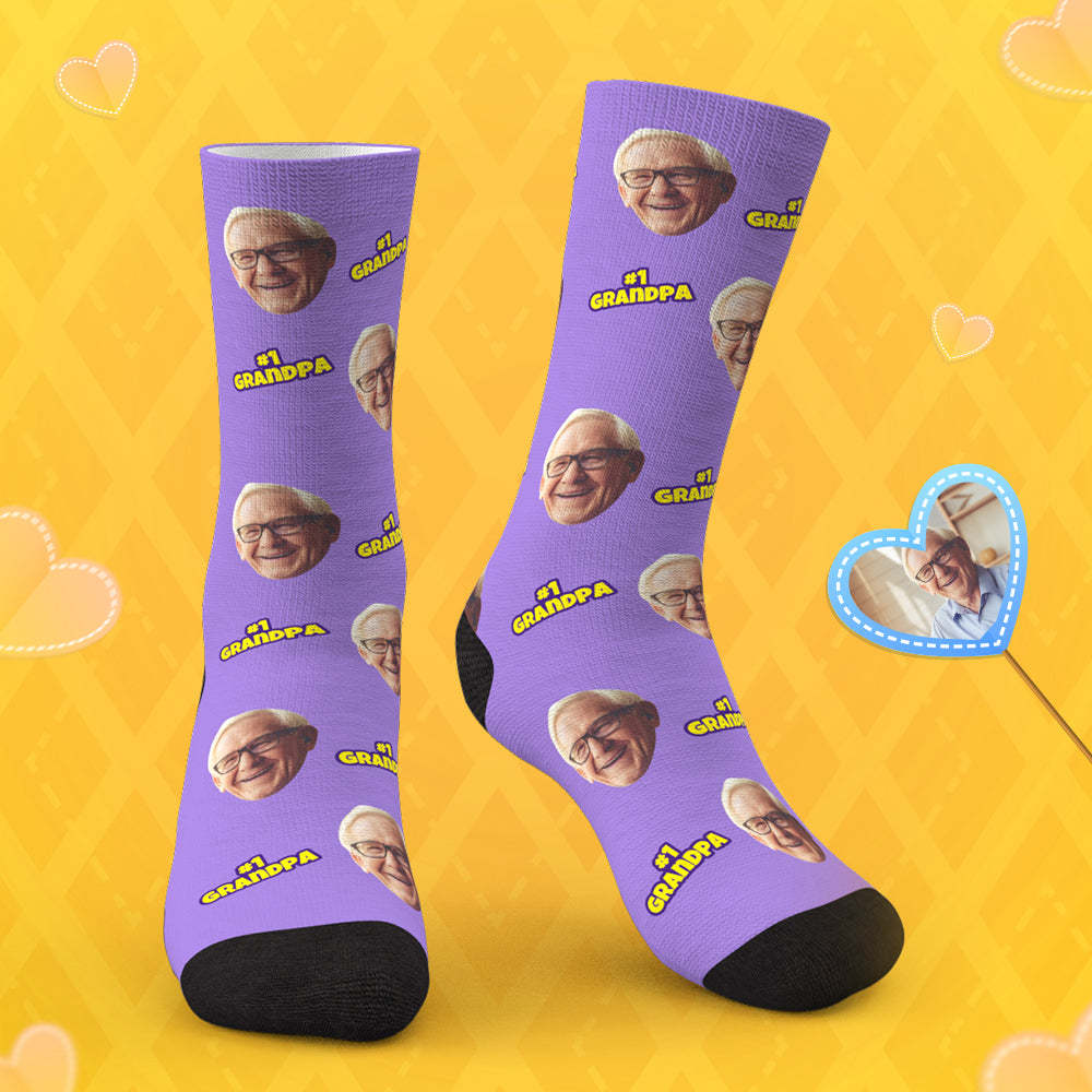Custom #1 Grandpa Photo Socks	 - FaceSocksUSA