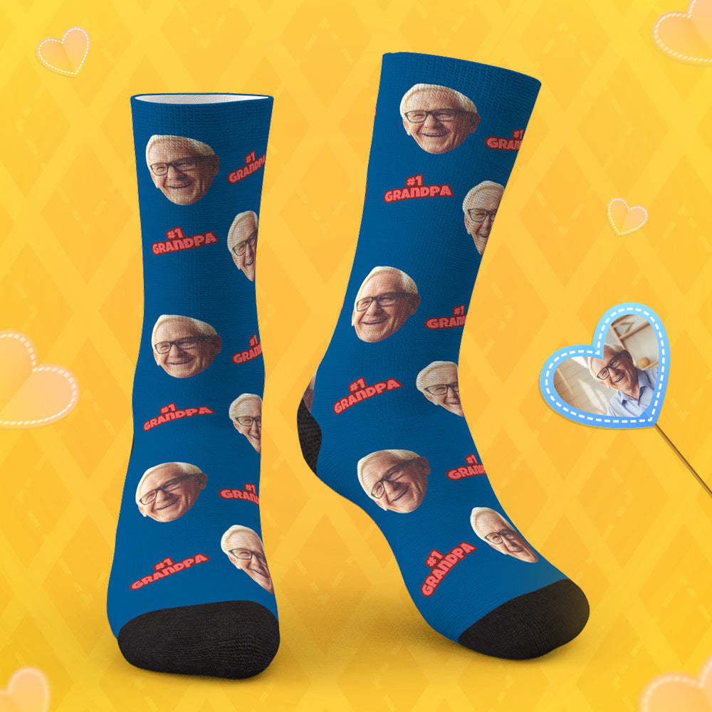 Custom #1 Grandpa Photo Socks	 - FaceSocksUSA