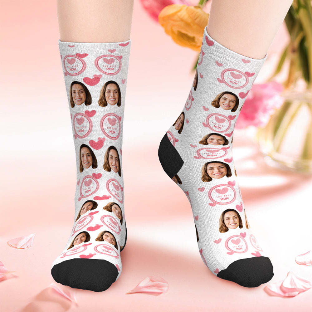 Personalized Mothers Day Photo Socks Custom Face Socks The Best Mum