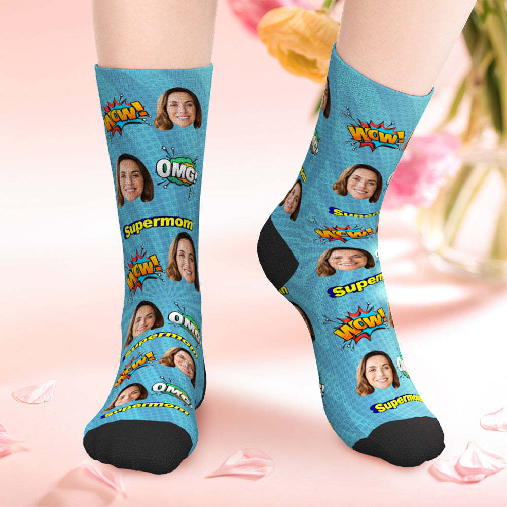 Custom face socks Super Mom Best Gift For Mom
