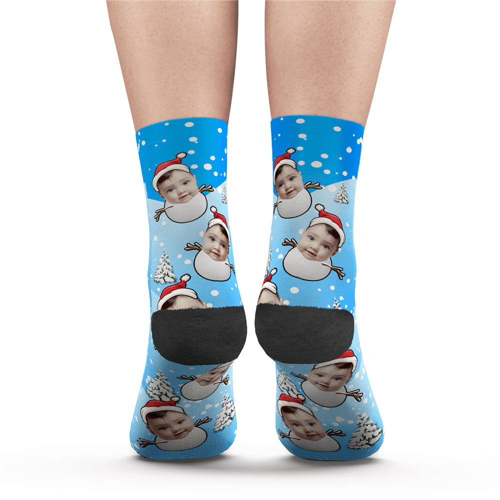 Christmas Custom Cute Snowman Socks-FaceSocksUSA