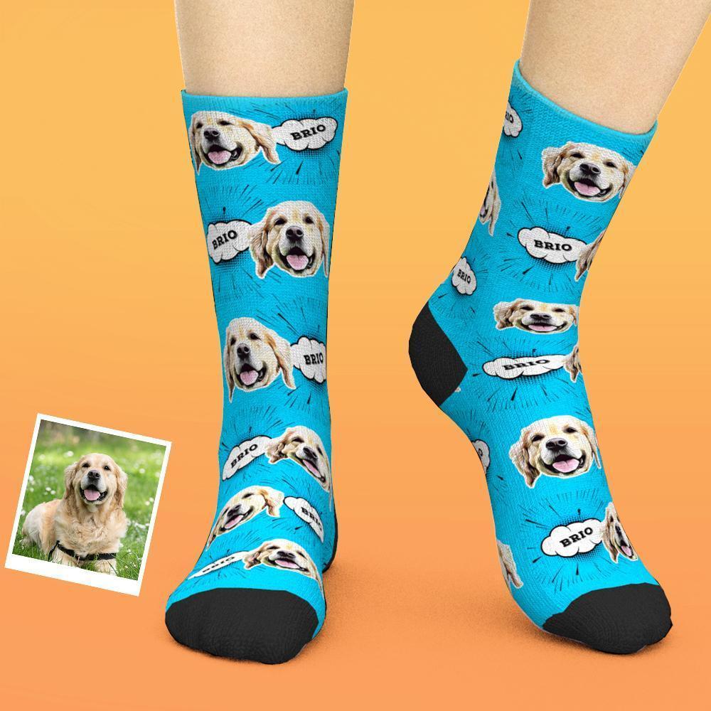 Custom Socks Personalized Face Socks Add Pictures And Name - Comic Style Dog-FaceSocksUSA