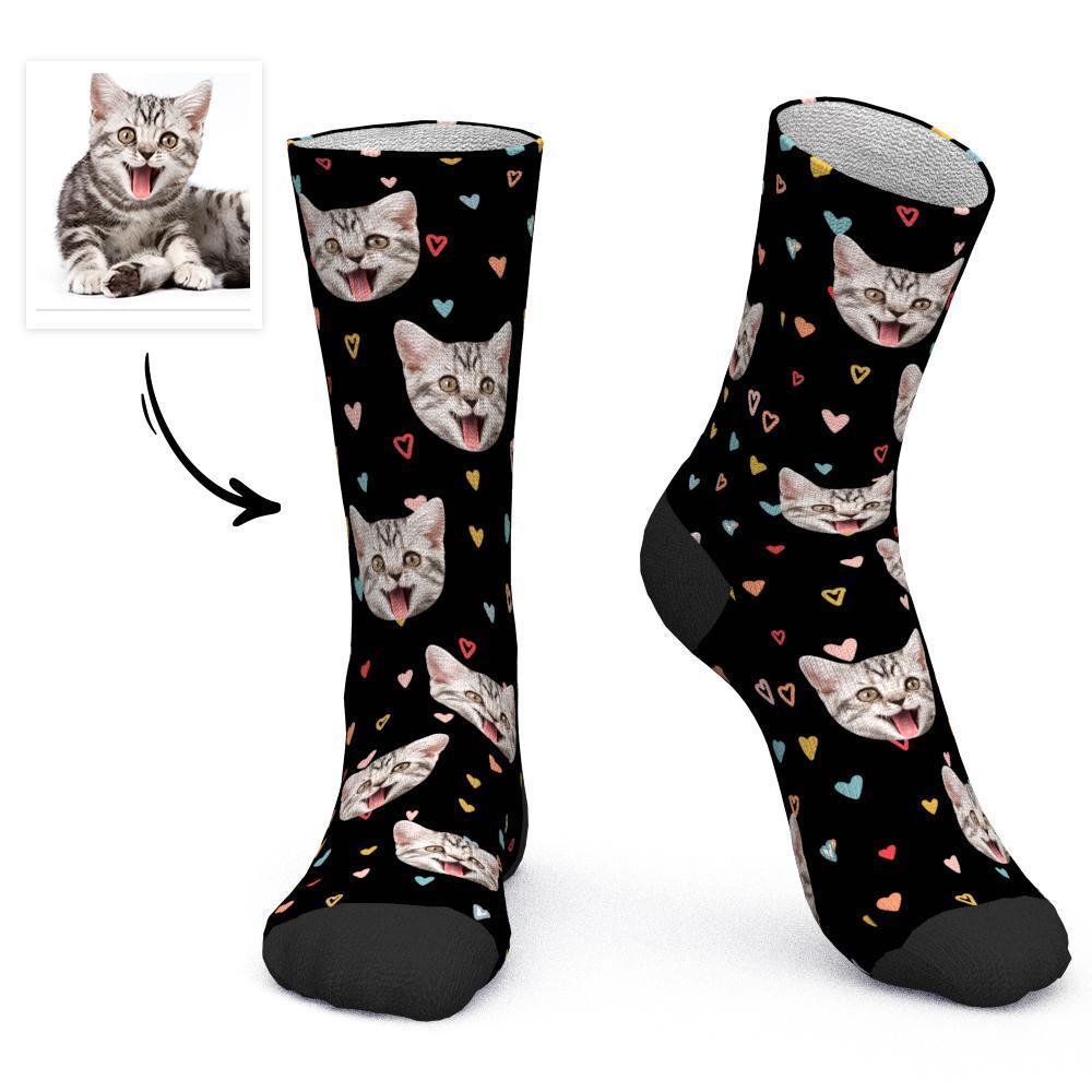 Custom Socks Personalized Face Socks Colorful Hearts-FaceSocksUSA