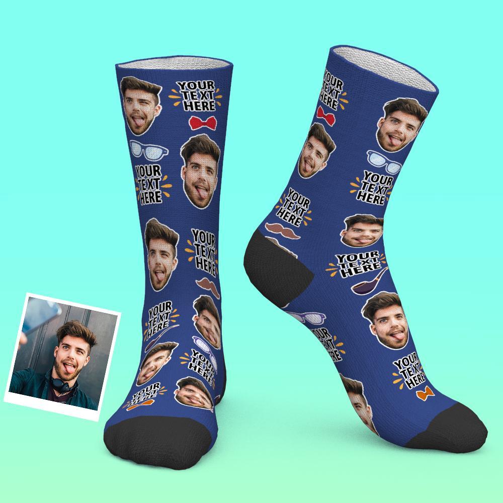 Custom Photo Socks Best Dad Ever With Bow Tie And Eye Elements