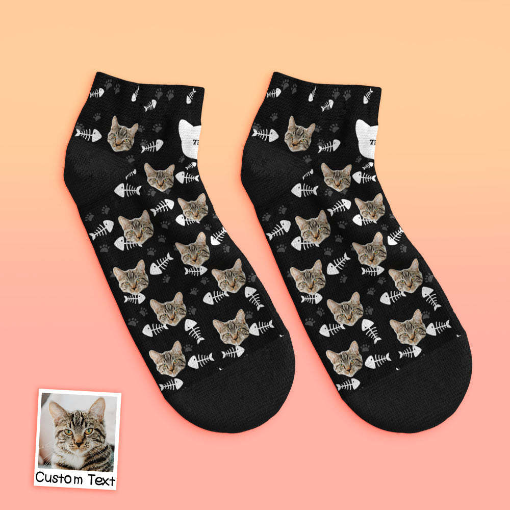 Custom Low Cut Ankle Face Socks Cat	 - FaceSocksUSA