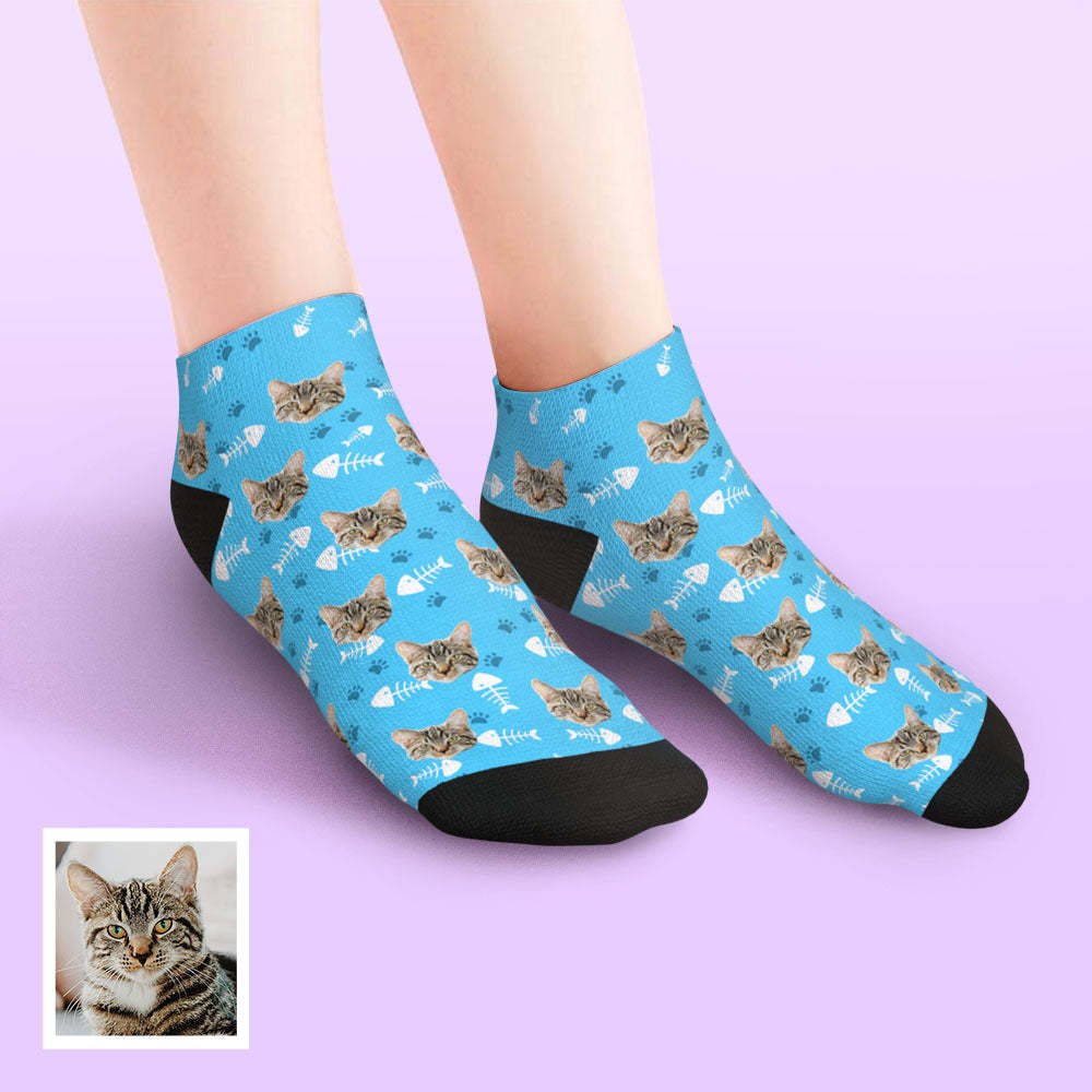 Custom Low Cut Ankle Face Socks Cat	 - FaceSocksUSA