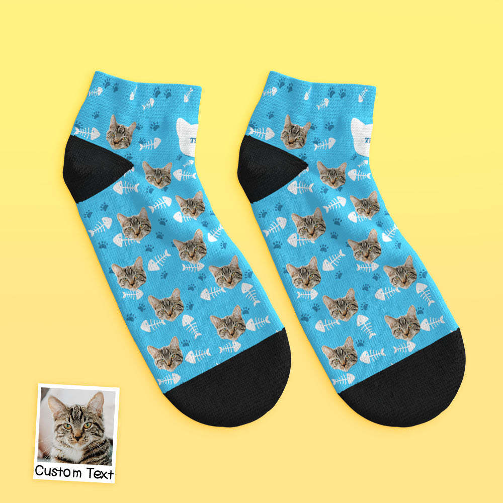 Custom Low Cut Ankle Face Socks Cat	 - FaceSocksUSA